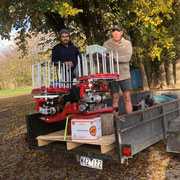 2019 05 26 Trap house working bee. Col Crittenden & Jacob Motha on Santa's sleigh.