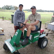 2019 10 16 Matt Motha teaching Col Crittenden how to do wheelies on the tow truck .