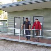 2019 05 27 Anton Motha & Bob Pigram enjoying the view from the bridge of the flash new toilet block.