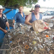 2019 01 26 Working Bee:  Graham Coyle, Bernie Chivers, Brian Reid, Steve Tammie & Bruce Henshall unloading a load of wads. Note that we also picked up lots of general rubbish from the recreation reserve and the roadside.