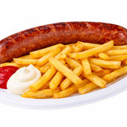Wildwurst mit Pommes 