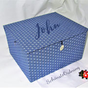 Schmuckschachtel M Asanoha hellblau Japanmuster, personalisierbar hochwertig handgemacht, von SchönsteOrdnung