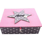 Mädchen-Schmuckschachtel XL - XXXL  altrosa mit Stern und graue Punkte von SchönsteOrdnung, ist personalisiert mit Namen  