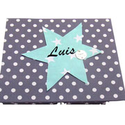 Kommunionsgeschenk, Kinder-Schmuckbox M  grau mit mint Stern von SchönsteOrdnung, personalisiert, Name im Preis inbegriffen