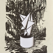 "Moderniste II", Kohle auf Papier, Cutout, 30 x 20 cm, 2016