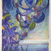 "Turbulence I",  Kreide auf Papier, 30 x 20 cm, 2020