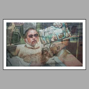 Working Bathing, varnished newspaper, 11,8 x 18,9 cm, 2018