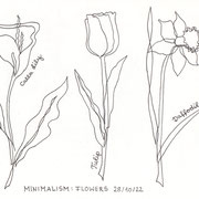 Skizze "Eine Linie": Blumen mit nur einer Fineliner-Linie gezeichnet