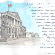 Aquarellskizze "Gebäude": Line and Wash