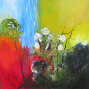 Es wohnt ein Sehnen tief in uns... Mischtechnik (2024) 100 cm x 100 cm. Erhältlich