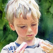 Kleiner Träumer. Aquarell. Privatbesitz