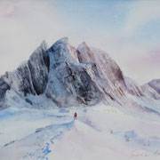vor einem Berg. Aquarell (2025). Erhältlich