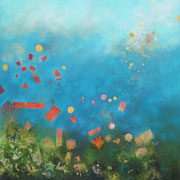 Es wird leichter. Mischtechnik auf Leinwand (2024). 100 cm x 100 cm. Erhältlich