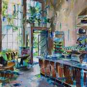 dénesh ghyczy, "roasters", 2025, 130 x 100 cm, oil & acrylic on canvas – erlas galerie