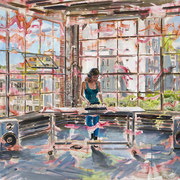 dénesh ghyczy, "live session", 2024, 150 x 200 cm, oil & acrylic on canvas – erlas galerie