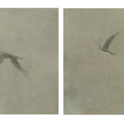 Studio di uccelli in volo, matita su carta, 10 x 8 cm ognuno. 2016