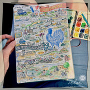 Blick ins Skizzenbuch "Durch die Normandie und die Bretagne", Fineliner + Watercolor