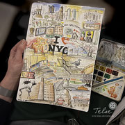 Blick ins Skizzenbuch "Urlaub New York", Fineliner + Watercolor