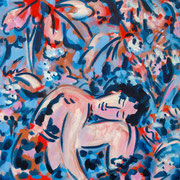 Roman Scheidl, Kleine blau rosa Sanfte, Öl / Leinwand, 60x50cm, 2020