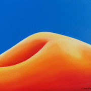 "Mirage Lunaire" - Huile sur carton toilé 40x50 encadré caisse américaine noire