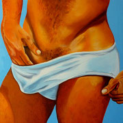"Il de tentation" Acrylique sur Toile 55x38 - "Il de tentation" est l'une de trois peintures sur le thème de la procréation avec une touche d'érotisme contenu. 