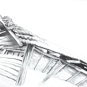 Heustadel II, Zeichnung Kohle auf Papier, 59x84 cm, 2021