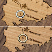 Beispielansicht einer Hervorhebung durch silbernen / goldenen Ring um einen Ort