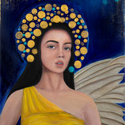 "Erzengel Raphael, 2024",  90 x 70 cm, Öl auf Leinwand, von Anette Krahnke-Höner, Foto: Anette Krahnke-Höner 