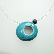 Collier raku bleu