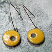 boucles d'oreilles céramique raku jaune