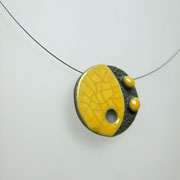 collier raku jaune et noir