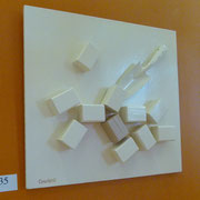 "Sucre blanc ou sucre candi ?". Composition bois.Collection privée.