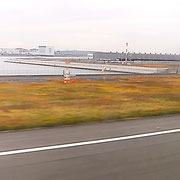 羽田空港の滑走路には真っ赤な草紅葉が広がっていました。　　　　　　・真っ赤なる草紅葉見て着陸す(和良)