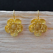 Butterblümchen-Ohrhänger, 750er Gelbgold