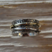 Silber-Hohlkehlring mit beweglichen Ringen