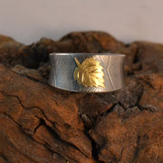 Silberring mit 750er Gelbgold-Blatt