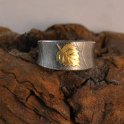 Silberring mit 750er Gelbgold-Blatt