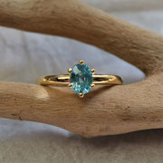 585er Gelbgoldring mit Zirkon in Krappenfassung