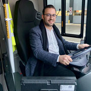 Probefahrt mit einem Hess-Doppelgelenkbus durch das Depot von Stadtbus Winterthur am 02.10.2024