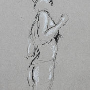 Nude study, chalk on paper