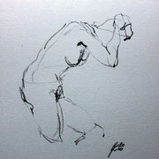 Nude study, chalk on paper