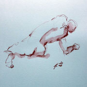 Nude study, water colour and pencils