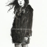 "Black coat", small size, monolith and water colors on paper
