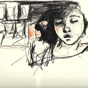 Sketch on paper, 20 x 24 cm, chalk on paper