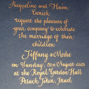wedding invitation in simplified copperplate script
