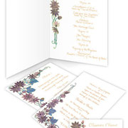 hand decorated invite, order of service, menu and placecard