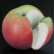 an apple a day 4, Ölfarbe auf LW,  20 x 20 cm