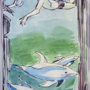 Unterwasserskizze2, Stift, Aquarell 19 x 13