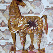 horse of Troja 3, mix media on paper, 39 x 29 cm