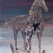 horse of Troja 4, mix media on paper, 39 x 29 cm